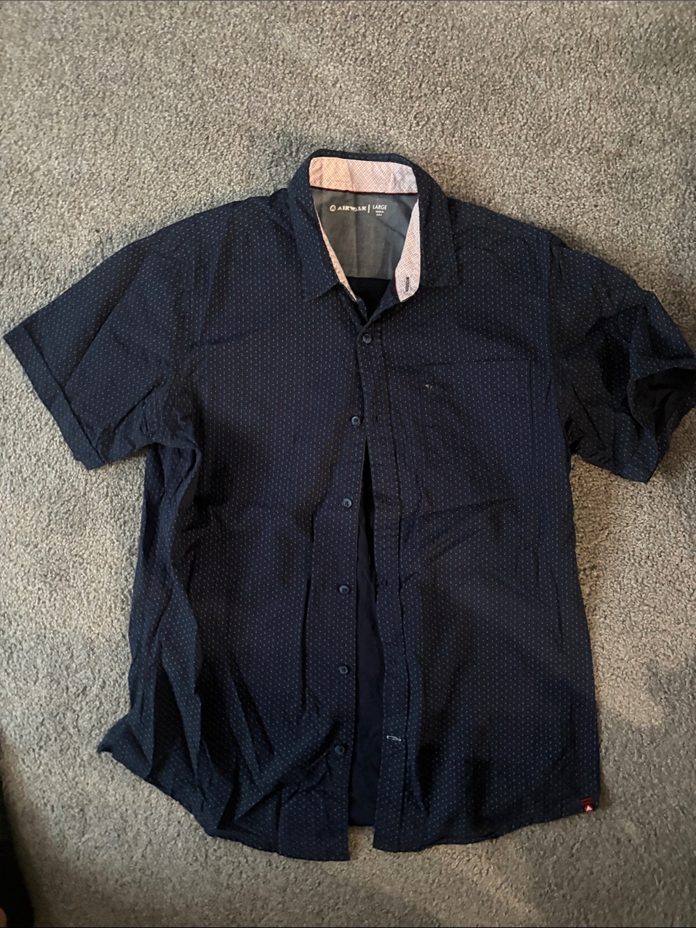 A/X Armani Exchange Navy Short-Sleeve Button-Down with Contrast Inner Collar